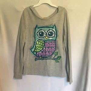Gray owl hoodie/pullover